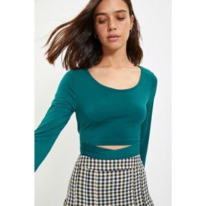 Trendyol Emerald Green Tie Detailed Knitted Blouse