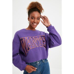Trendyol Purple Crop Knitted Sweatshirt