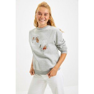 Trendyol Gray Flintstones Licensed Printed Basic Knitted Sweatshirt