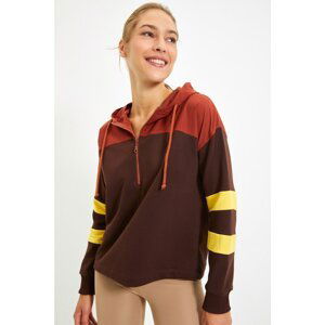 Trendyol Brown Hoodie Sports Sweatshirt