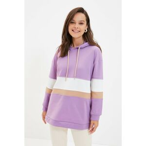 Trendyol Lilac Hooded Color Block Ome Sweatshirt