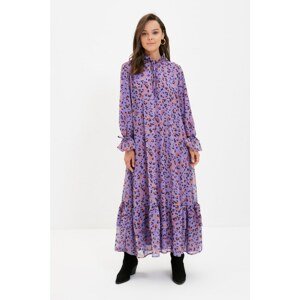 Trendyol Lilac Tie Collar Lined Dress