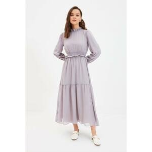 Trendyol Anthracite Stand Collar Lined Dress