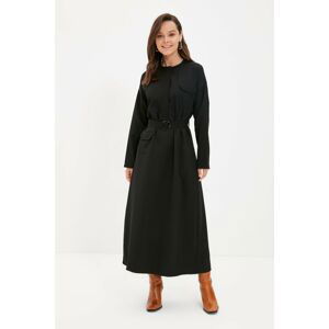 Trendyol Black Crew Neck Belted Dress