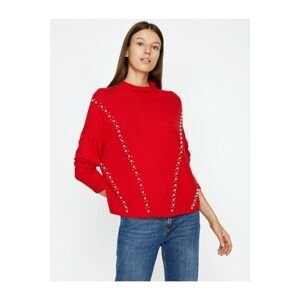 Koton Women's Red Long Sleeve High Collar Sweater