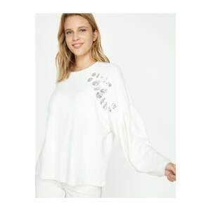 Koton Women's White Sequin Detailed Sweater