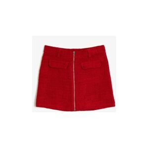 Koton Girl Red Zipper Detailed Skirt