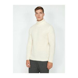 Koton Men's Ecru Turtleneck Sweater