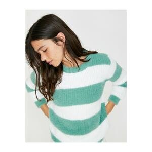 Koton Women's Green Striped Sweater