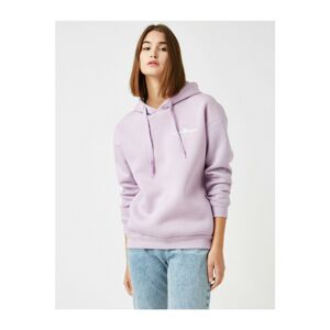 Koton Women's Purple Hooded Letter Printed Sweatshirt