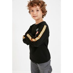 Trendyol Black Stripe Detailed Printed Boy's Knitted Sweatshirt
