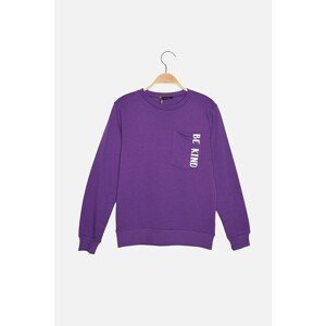 Trendyol Purple 100% Organic Cotton Printed Basic Knitted Sweatshirt
