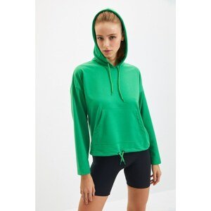 Trendyol Green Hoodie Basic Sports Sweatshirt