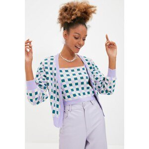 Trendyol Lilac Jacquard Blouse Cardigan Knitwear Suit