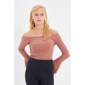 Trendyol Dried Rose Carmen Collar Knitwear Sweater