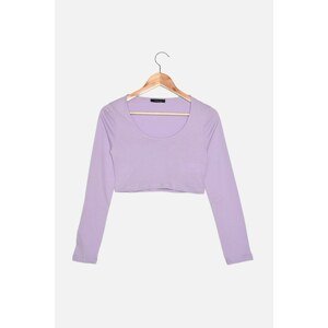 Trendyol Lilac Square Neck Crop Knitted Blouse