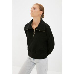 Trendyol Black Half Zipper Knitted Sweatshirt