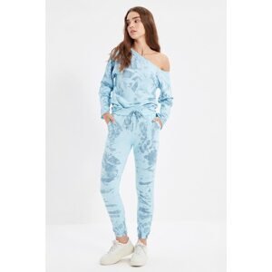 Trendyol Blue Batik Pattern Basic Jogger Knitted Thin Sweatpants