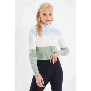 Trendyol Light Blue Color Block Knitwear Sweater