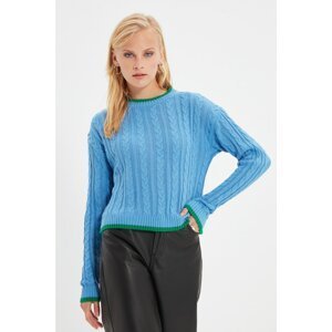 Trendyol Blue Knitted Detailed Knitwear Sweater