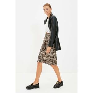 Trendyol Brown Leopard Patterned Knitted Skirt