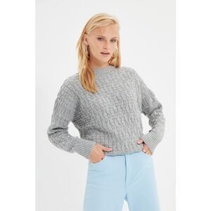 Trendyol Gray Knitted Detailed Knitwear Sweater