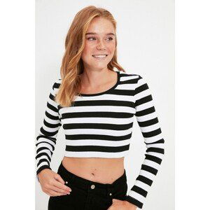 Trendyol Black Ribbed Crop Knitted Blouse