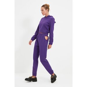 Trendyol Purple Cut Out Detailed Embroidered Knitted Bottom-Top Set