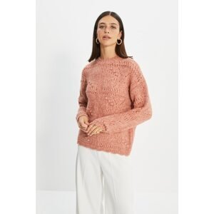Trendyol Dried Rose Openwork Knitted Detailed Knitwear Sweater