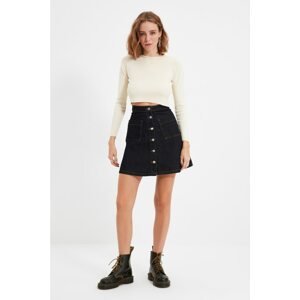 Trendyol Dark Blue Stitch Detail Mini Denim Skirt