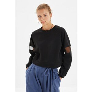 Trendyol Black Mesh Detailed Knitted Basic Sweatshirt