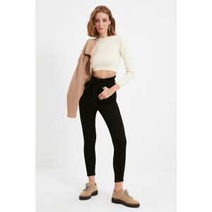 Trendyol Black Tie Detailed High Waist Skinny Jeans