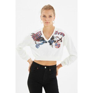 Trendyol White Knitted Sweatshirt