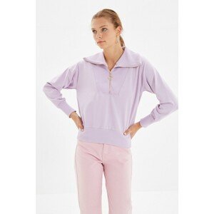 Trendyol Lilac Half Zipper Basic Knitted Sweatshirt