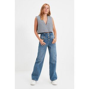 Trendyol Blue Belted High Waist Wide Leg Jeans