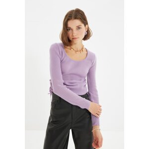 Trendyol Lilac Ruffle Detailed Knitwear Sweater