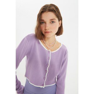 Trendyol Lilac Crop Button Detailed Knitwear Sweater