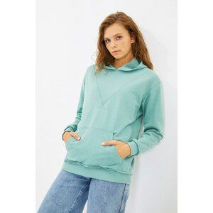 Trendyol Green Rib Detailed Boyfriend Knitted Sweatshirt