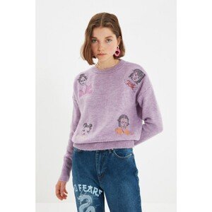 Trendyol Lilac Embroidery Detailed Knitwear Sweater