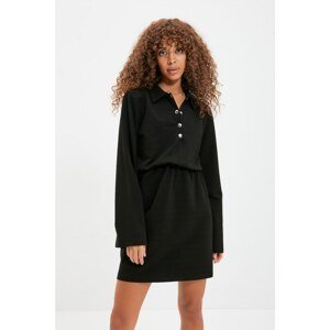 Trendyol Black Polo Neck Knitted Slim Sweat Dress