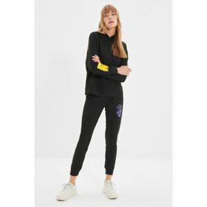 Trendyol Black Printed Hooded Knitted Tracksuit Set