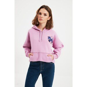 Trendyol Lilac Printed Knitted Sweatshirt
