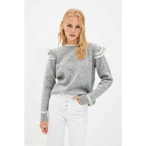 Trendyol Gray Shoulder Detailed Knitwear Sweater