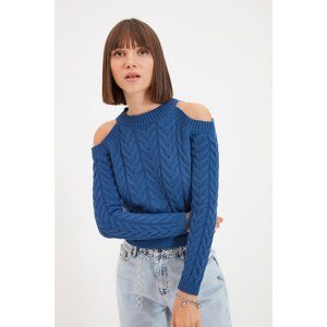 Trendyol Indigo Cut Out Detailed Knitwear Sweater