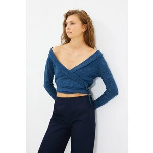Trendyol Navy Blue Double Breasted Knitted Blouse