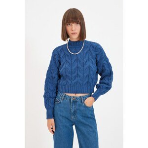 Trendyol Indigo Knitted Detailed Knitwear Sweater