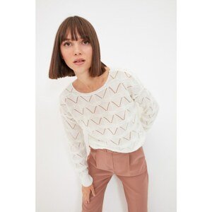Trendyol Ecru Openwork Knitted Detailed Knitwear Sweater
