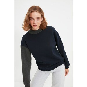 Trendyol Indigo Recycle Color Block Knitted Sweatshirt