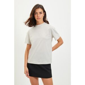 Trendyol Cream Basic Stand Up Collar Knitted T-Shirt