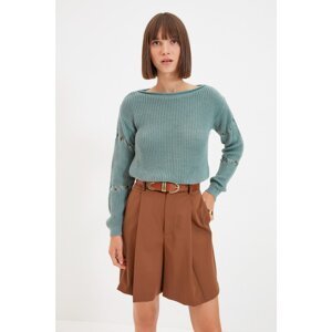 Trendyol Mint Openwork Knitwear Pullover Sweater